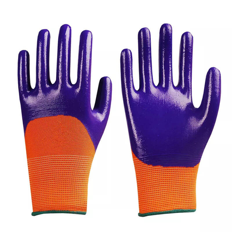 nitrile half coated work gloves