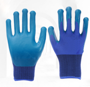 Latex embossed palm coated gloves