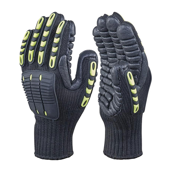 7G Polyester Liner Foam Latex Reinforcements Palm TPR Anti Vibration Gloves ATV003